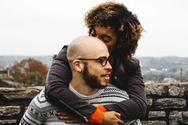 New guy right guy: African American couple being playful