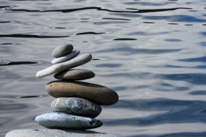 divorce zen style: rocks balancing on each other by a lake