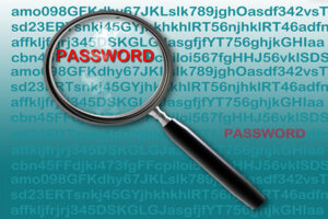 password security: magnifying glass searching code for password